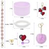 Set de 7 Piezas Taza Tapa de Popote Decorativa Set de Vasos Cadena para Vasos Ins Chai Perro Serie Colgante para Llaves Colgante de Bola de Felpa