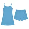 Conjunto de Shorts com Suspensório Zeriluna Macio e Fluido Tecido Elástico Confortável Design de Bolso Cor Sólida Simples