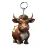 Chaveiro Redondo de Acrílico 2D Transfronteiriço Pingente de Vaca das Terras Altas Desenho Animado Criativo