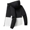 En Stock Chaqueta Cortavientos con Capucha de Bloques de Color para Hombre, Holgada, Hombro Caído, Tallas Grandes, Primavera Otoño, Exterior Casual