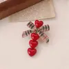 Grampo de Cabelo Xadrez Novo Retrô Coreano com Laço e Coração Acessórios de Cabelo Outono e Inverno Franja Doce Grampo Lateral Bico de Pato