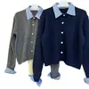 Novidade Outono e Inverno Blusa Tricô Falsa de Duas Peças com Gola Camisa Costurada para Mulheres, Tops da Moda Estilo Coreano que Rejuvenesce para Mulheres