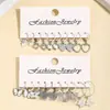 Set de Aretes para Mujer Estilo Europeo y Americano Mariposa Corazón Set de Aretes Retro Sencillo Personalidad Aretes de Aro en forma de C