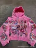 Cardigã com Capuz Estampado em Letras Harajuku Solto Versátil Moletom Esportivo Comércio Exterior Transfronteiriço Retro Americano Gótico Rock