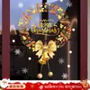 Pegatinas Estáticas de Papá Noel y Árbol de Navidad para Ventanas, Pegatinas para Puertas de Vidrio, Calcomanías para Ventanas, Decoraciones Navideñas, Montaje de Escena