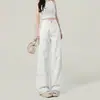Pantalones de pierna ancha bordados de colores que te hacen ver más alta y delgada, fáciles de combinar, con caída, diseño que ciñe la cintura y aplana el abdomen, versátiles para figuras tipo pera