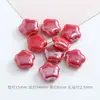 Contas de cerâmica com flor de ameixa banhada em estrela de cinco pontas, contas de cerâmica com flor, acessórios de pulseira coloridos, contas soltas, acessórios para pulseira diy, atacado