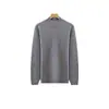 Camisa básica de outono e inverno 100% lã sem costura com gola semimédia para mulheres, top de tricô branco, suéter slim fit de gola média