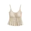Camisola Sexy sin Espalda con Almohadillas para Mujer, Ropa Interior de Verano Plisada Ajustada, Estilo Hot Girl, Color Albaricoque, Se Puede Usar como Top Exterior