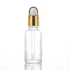 Botella Transparente de Vidrio para Aceite Esencial con Gotero de Punta de Goma 30ml Botella de Muestra Cosmética Botella Vacía para Sérum Venta al por Mayor Transfronteriza