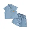 Conjunto de Verano para Bebé de Manga Corta Dividido, Ropa Fina de Verano de Media Manga, Conjunto de Dos Piezas de Mezclilla de Manga Corta para Bebé al por Mayor