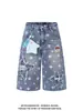 Trendy Carp tiene en stock jeans de pierna ancha con estampado de estrellas y bordado de muñeca para hombre y mujer, pantalones cortos casuales holgados de verano