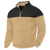 Estación Independiente Transfronteriza Terciopelo Pesado Americano Invierno Casual Combinación de Colores Holgada Talla Grande para Hombre Sudadera con Cremallera y Cuello Alto para Hombre