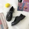 Zapatos Pequeños de Cuero Estilo Coreano Versátiles de Punta Redonda con Cordones Japoneses Uniforme Estudiante Lolita JK para Mujer, Estilo Universitario, Planos y Cómodos, Modernos
