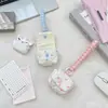 64251 Neceser pequeño acolchado de lunares rosas con correa de muñeca de cuadros para estudiantes, mini bolsa de almacenamiento para lápiz labial, llaves y auriculares