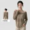Top esportivo relaxado e casual para mulheres, leve e respirável, com decote amplo, top fitness de uso duplo, top casual para yoga