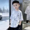 Ropa para niños, conjunto de outfit de verano para niños, nueva colección de verano 2027, estilo deportivo, camiseta fina de manga corta para niños mayores, moderno y genial