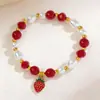 Pulseras Tejidas a Mano de Frutas Cerezas y Fresas Transfronterizas, Pulseras Lindas y Dulces de la Serie Frutas, Accesorios de Pulsera Versátiles