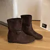 Botines de Velour de Moda con Punta para Mujer, Otoño Retro Diarios de Caña Media Versátiles Botas Martin con Aumento Oculto de Altura Botas de Moda