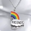 Collar de arcoíris para parejas de mejores amigos, estilo coreano, superventas, con letras pequeñas y frescas, cadena de clavícula con nubes BESTFRIENDS