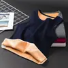 Chaleco de Invierno para Hombre de Terciopelo Dorado con Forro de Felpa Engrosado Cálido Cuello Redondo Corte Ajustado Color Sólido Chaleco Versátil para Adolescentes