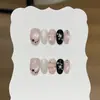 Una Estrella Rayada Negra Plateada Rosa Dulce Fresca Pintada a Mano Sueño Brillo Fino Ojo de Gato Uña Portátil Hecha a Mano