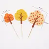 Enchufe para Pastel de Cumpleaños de Árbol del Bosque Verde Azul Amarillo Fieltro Árbol Mori Decoración para Hornear Tarjeta de Mesa de Postre
