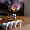 Set Combinado de Té Flor de Ciruelo Bronceado Negro Tazón Cubierto para el Hogar Taza de Té Cerámica Juego de Té Kung Fu de Alta Gama Regalo Entrada Lujo