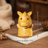 Estatuetas do Zodíaco esculpidas em sândalo dourado: Rato, Boi, Tigre, Coelho, Dragão, Serpente, Cavalo, Ovelha, Macaco, Galinha, Cachorro, Porco, Objetos Decorativos Portáteis