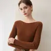 Super valoriza o corpo~ Suéter de cashmere sem costura para mulheres, ombro a ombro, justo, realça a silhueta, segunda pele de tricô, suéter de lã