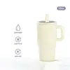 Taza con Asa de 40 oz Transfronteriza, Taza de Hielo de Gran Capacidad, Taza de Acero Inoxidable 304 al Vacío de Doble Pared para Coche, Taza Portátil con Popote