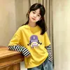 Camiseta Feminina, Estilo Novo Primavera/Outono 2026, Blusa da Moda, Camiseta Básica de Algodão Puro para Bebê Menina, Manga Longa de Outono, Falsa Peça Dupla