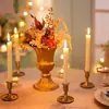 Venda direta da fábrica transfronteiriça europeia pequeno chifre retrô dourado castiçal de vela mesa romântica decorações para jantar à luz de velas