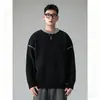 Suéter Pulóver de Punto Grueso con Bloques de Color Estilo Old Money de Invierno, Costura Hecha a Mano, Cuello Redondo, Elegante, Ropa de Punto Unisex para Pareja