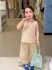 Weimu Roupas Infantis Conjunto para Meninas Colete Floral Verão Estilo Leve Roupa Infantil Conjunto de Duas Peças Bebê Classe A Blusa e Calça