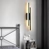 Luminária de parede longa moderna nórdica, entrada de luxo, luminária de cabeceira com fio, lâmpada decorativa, fundo de parede, dourada, preta, fonte de luz LED