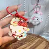Dulce Llavero Acrílico Regalo para Mejor Amigo Lindo Gatito Colgante de Campana Encanto para Bolso Estilo Estudiante Píxel