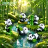 Mini Paisagem Fofo Boneco Panda Vermelho Fofo Jardinagem DIY Decoração Acessórios Mini Enfeites de Mesa
