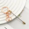 Llavero de metal electrochapado DIY con forma de corazón y pentagrama con cuentas, accesorio colgante para mochila y equipaje