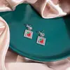 Colección de Pendientes Lindos de Frutas Aguja de Plata, Clips para Orejas Dulces Estilo Girly Sin Perforación, Pendientes de Fresa con Cara Sonriente Incrustados de Diamantes para Mujeres