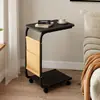 Mesa de Café Mini Pequeña Simple para Dormitorio Mesita de Noche Pequeña Mesa Lateral Desmontable para Sala de Estar Sofá Mesa de Té con Ruedas
