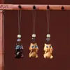 Llavero Colgante de Palo de Rosa Tallado de Dibujos Animados Gato Travieso Sándalo Verde Creativo Mascota Cadena para Teléfono Móvil Colgante Accesorio