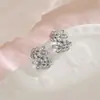 Clip para oreja de zircón con forma de pluma de diseño elaborado y de alta gama, de doble capa, completamente incrustado de diamantes, forma de espiga de trigo, clip para cartílago de la oreja sin perforación, versión ancha, pendiente colgante para la oreja con forma de hoja