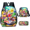 Mochila de Liberación Rápida Transfronteriza de Dibujos Animados de Mario para Estudiantes de Primaria y Secundaria Bolsa Escolar de Tres Piezas Mochila Bolso de Hombro Estuche para Lápices Venta al por Mayor