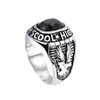 Anillos Europeos y Americanos de Aleación Transfronterizos Soldado Americano Águila Retro Incrustado Anillo de Piedras Preciosas Rojas Azules Negras Verdes Venta Directa de Fábrica