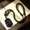 Colar com pingente de zodíaco em obsidiana natural, tamanho médio, corrente de suéter de obsidiana unissex