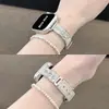 Pulsera Media de Cristal y Pedrería Adecuada para Apple Watch S12/11, Correa de Cuero con Pedrería de Corazón y Estrella para Apple Watch