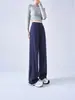 Pantalones deportivos azules marino para mujer 2026 nuevos pantalones de pierna recta fluidos de pierna ancha corte ajustado para mujeres petite otoño casual pantalones de chándal