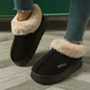 Pantuflas de Felpa de Algodón Transfronterizas para Mujer, de Suela Gruesa, Forradas de Felpa, Cálidas, Antideslizantes, Adecuadas para Uso en Casa y al Aire Libre, Pantuflas de Algodón para Nieve de Punta Cerrada al por Mayor