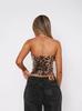 2025 novo estilo europeu e americano comércio exterior feminino sexy boate garota popular estampa de leopardo lantejoulas tomara que caia justo colete pequeno